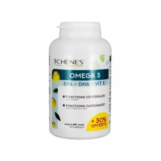 Oméga 3 - vitamine E - EPA - DHA Les 3 Chênes - 120 capsules