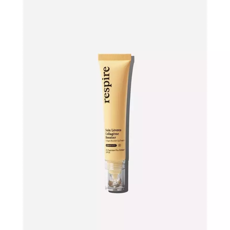 Packshot du Respire Soin de lèvres Collagène Booster SPF20 - 15 ml, stick repulpant et protecteur.