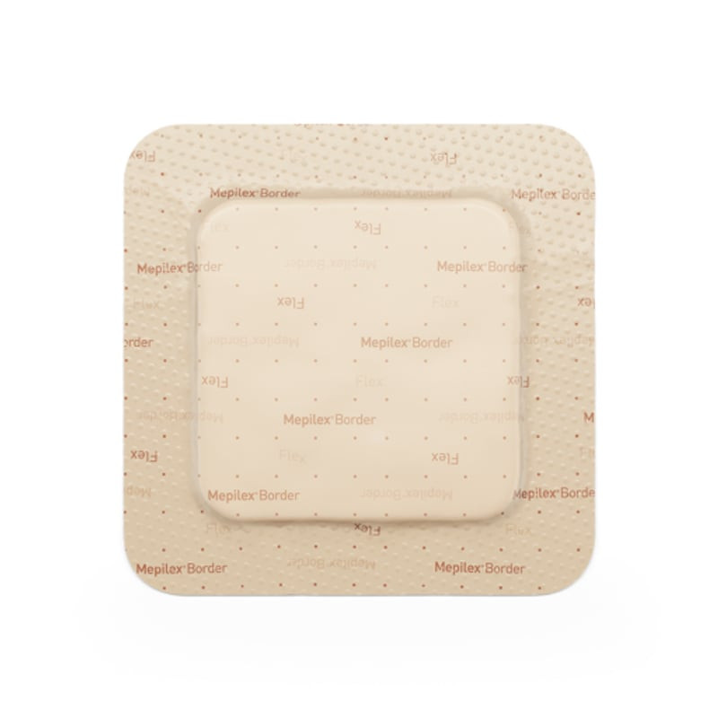 Packshot du pansement en mousse de silicone Mepilex Border Flex 2013942, montrant la surface du cous