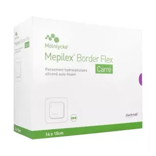 Mepilex b flex 14x15cm : flexible, absorbant et indolore pour plaies