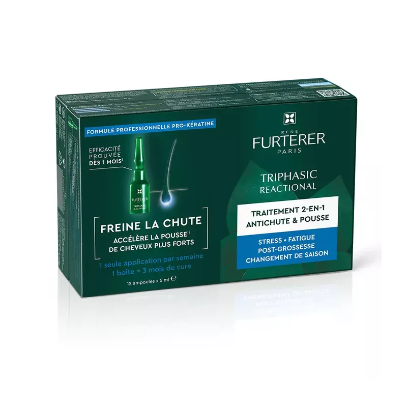 Traitement antichute réactionnelle Triphasic Reactional René Furterer - 12 ampoules
