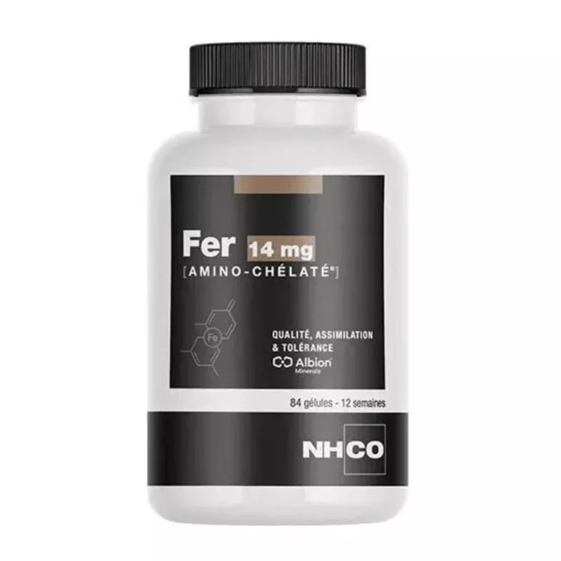 Fer 14mg Amino‑chélaté NHCO - Oligo-élément essentiel - 84 gélules