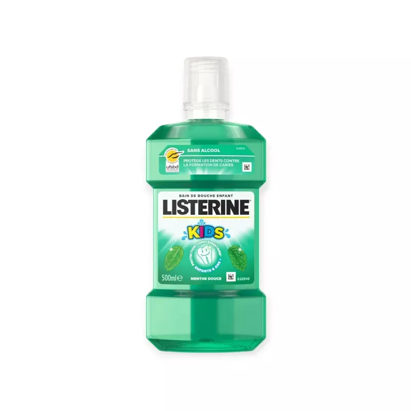 Listerine Enfant Menthe 500ml : Bain sans alcool dès 6 ans