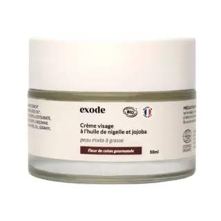 Crème visage à l'huile de nigelle fleur de coton Exode - Peaux mixtes à grasses - 50ml