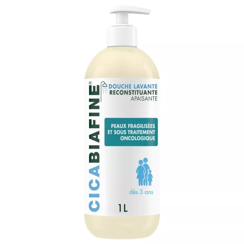 Douche crème reconstituante apaisante Cicabiafine - Peaux fragilisées sous traitement oncologique - 1L