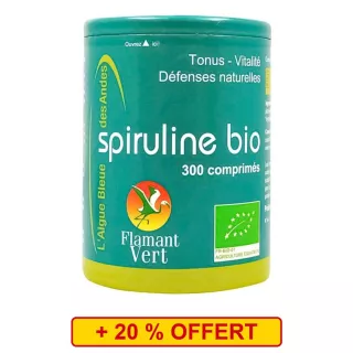 Spiruline Bio Flamant Vert - Tonus, vitalité & défenses naturelles - 300 comprimés + 60 Offerts