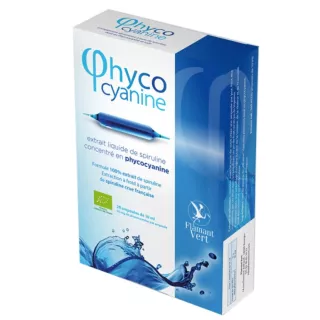 Phycocyanine extrait liquide Bio de spiruline Flamant Vert - 20 ampoules