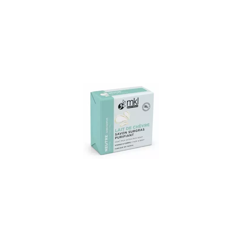 Savon au lait de chèvre Bio sans parfum MKL - Peaux mixtes à grasses - 100g