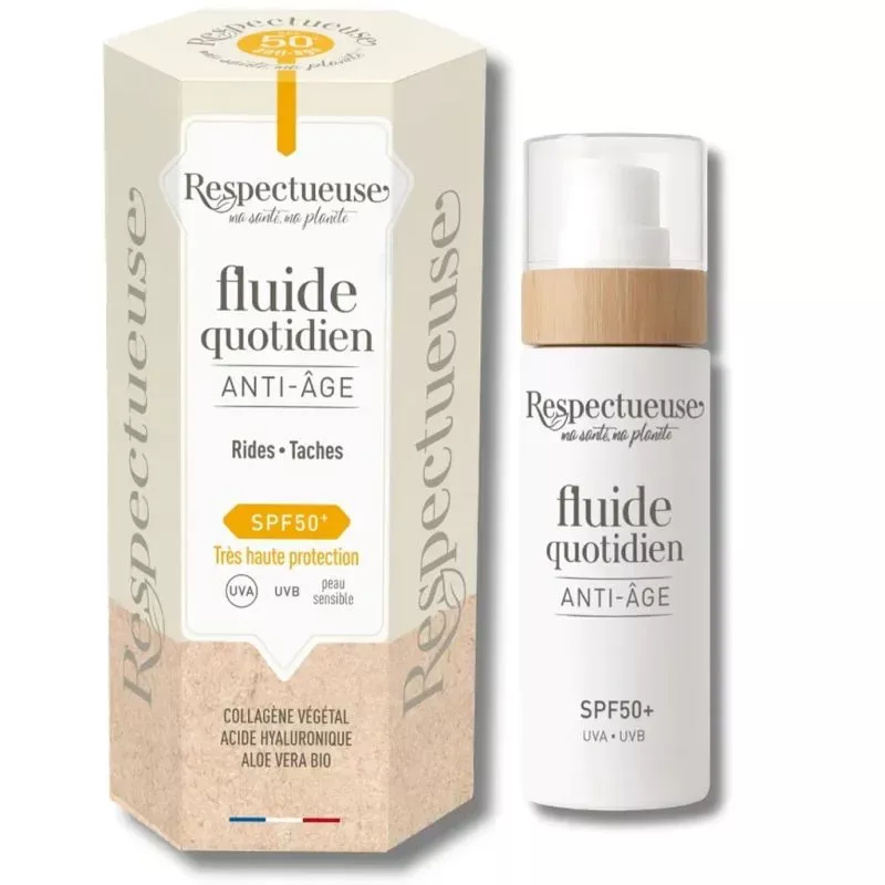 Fluide solaire anti-âge SPF50+ - 30ml - Peau sensible & naturelle