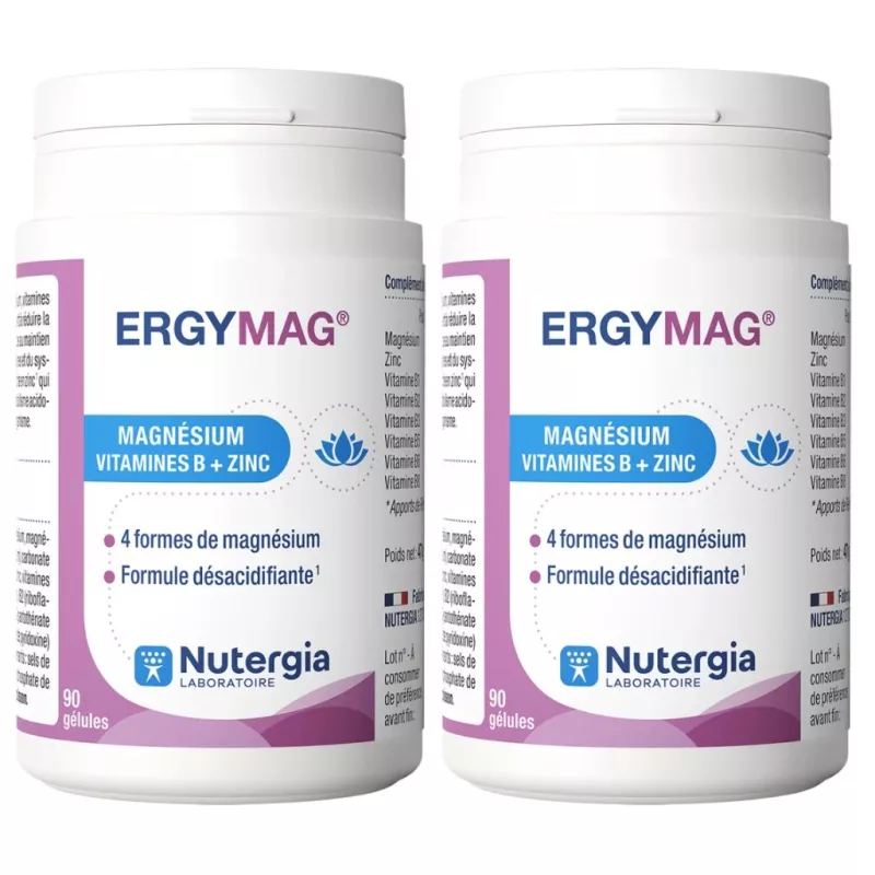 Ergymag Magnésium marin, vitamines B & zinc Nutergia - 2 x 90 gélules