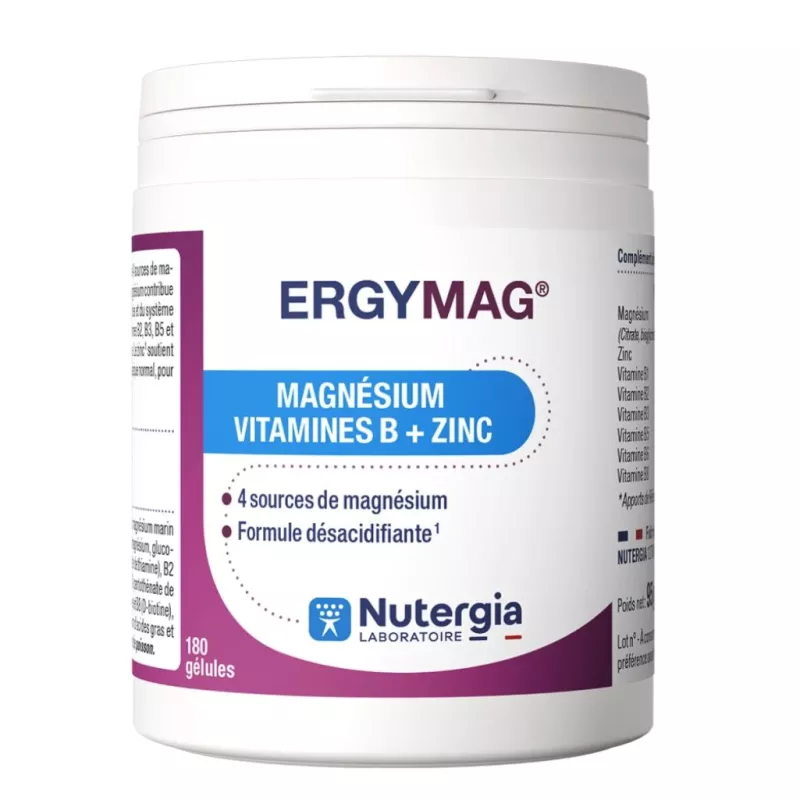 Ergymag Magnésium marin, vitamines B & zinc Nutergia - 180 gélules