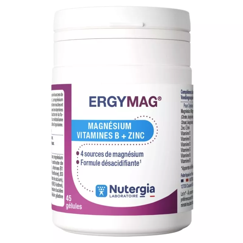 Ergymag Magnésium marin, vitamines B & zinc Nutergia - 45 gélules