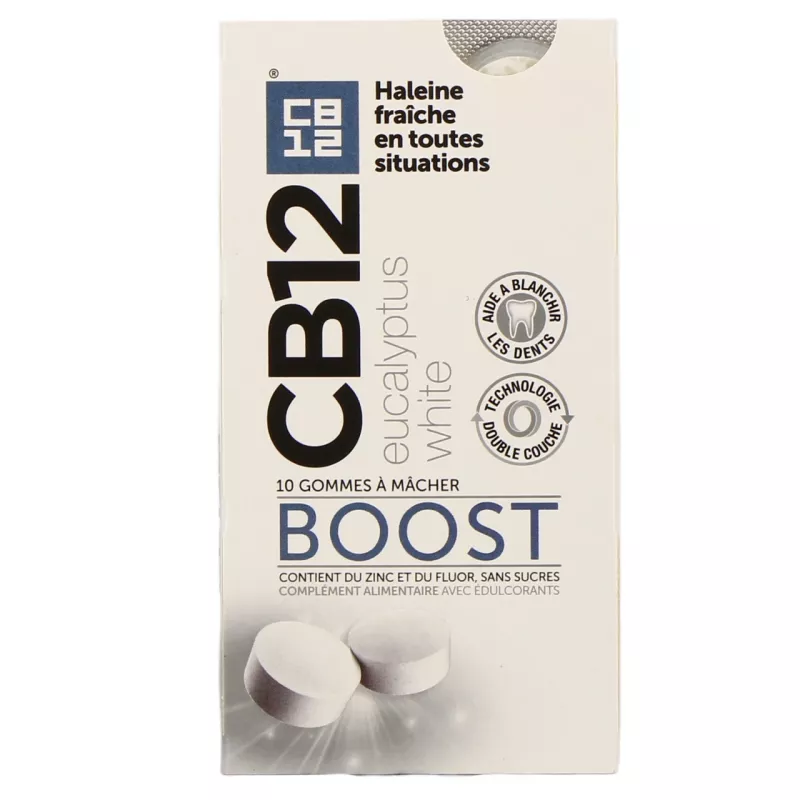 CB12 Cooper : Gommes Boost White - Haleine fraîche 12h, 10 pièces