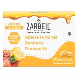 Pastilles gorge & immunité miel-citron Zarbeil - Dès 8 ans - 24 pastilles à sucer