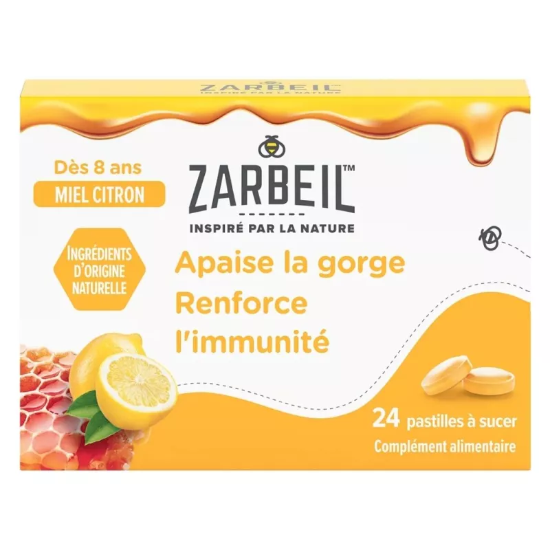 Pastilles gorge & immunité miel-citron Zarbeil - Dès 8 ans - 24 pastilles à sucer
