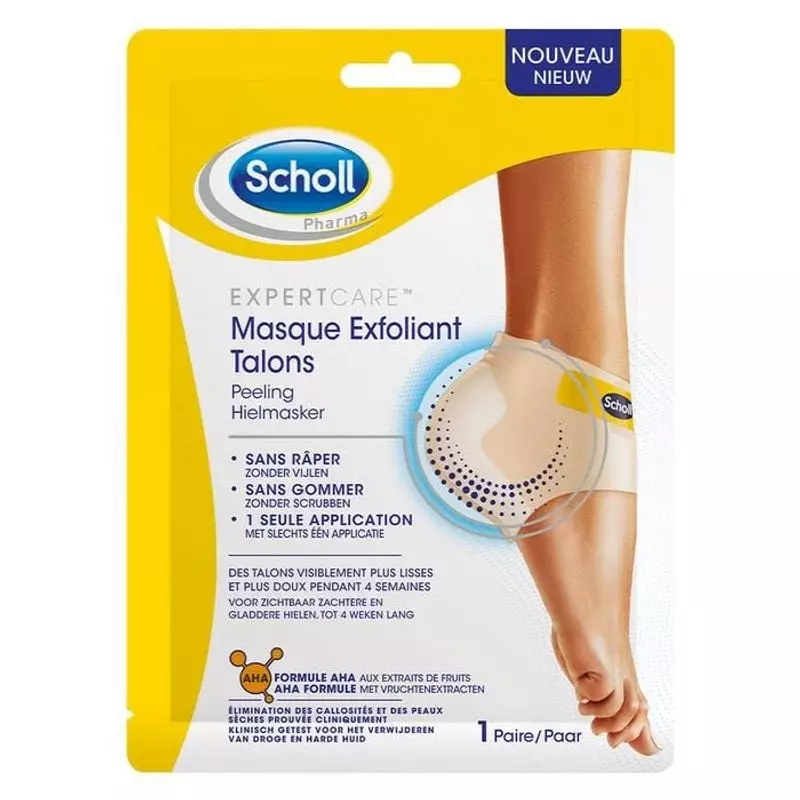 Scholl Expert Care Masque exfoliant pour talons – paire auto-adhésive anti-callosités pour talons li