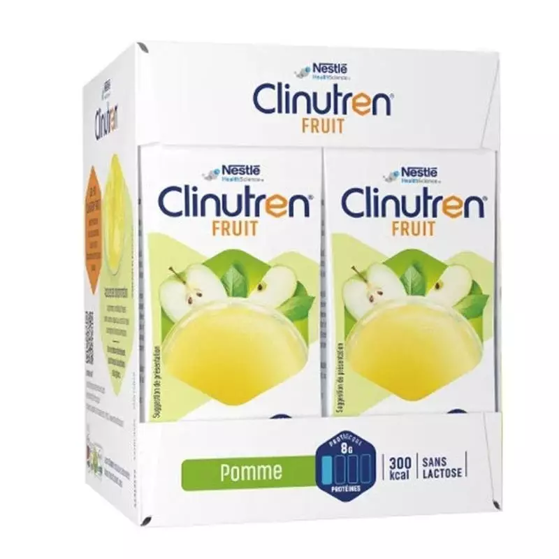 Nestlé Health Science Clinutren Fruit Pomme, pack de 4 bouteilles de 200 ml, complément nutritionnel