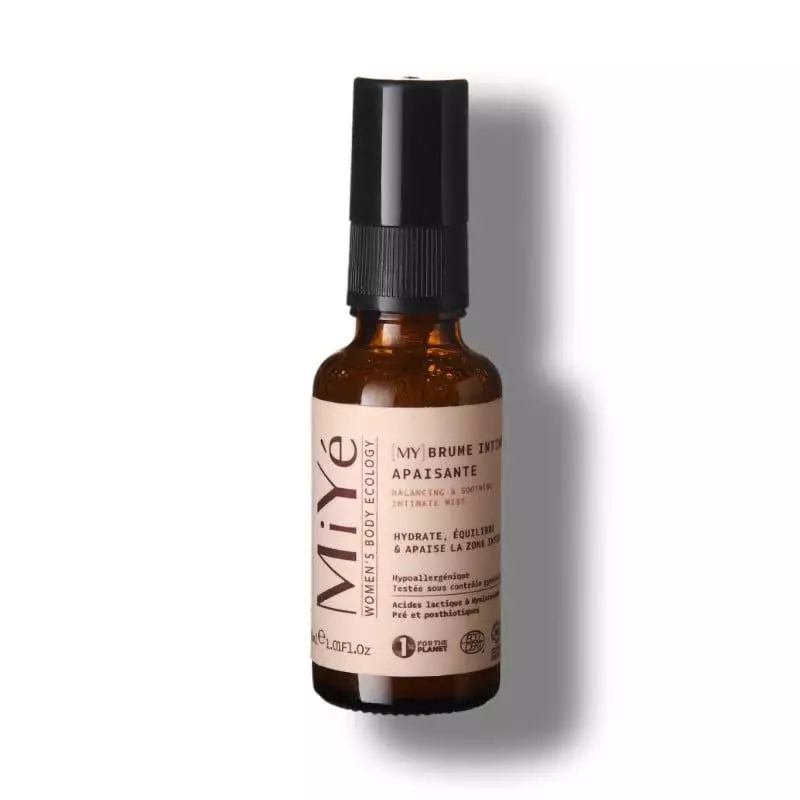 MiYé Brume intime apaisante - packshot montrant le flacon avec un design doux et féminin