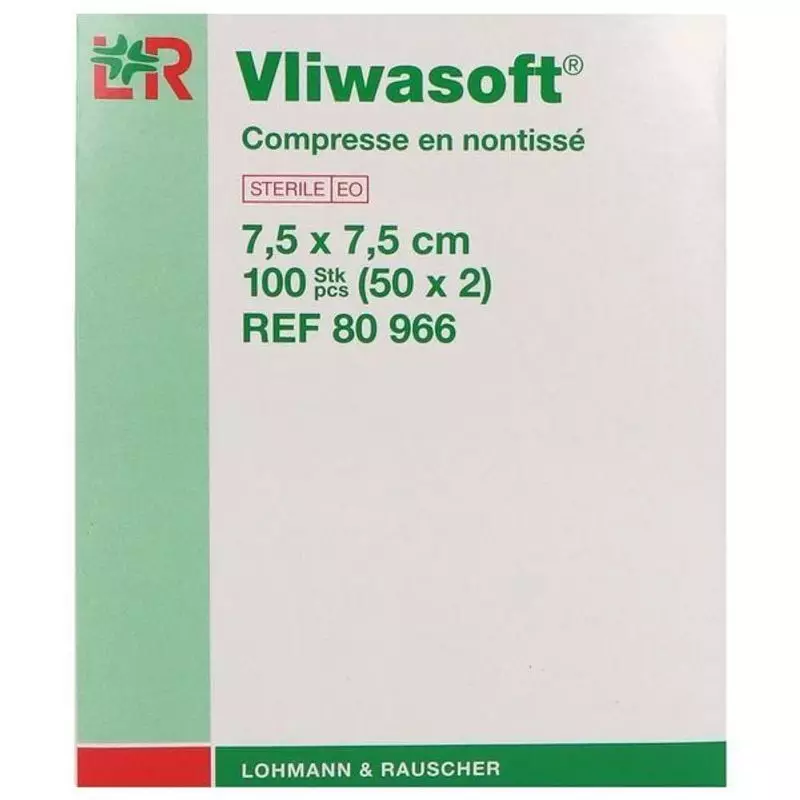 Compresse stérile Vliwasoft Lohmann & Rauscher en sachet individuel, vue de face