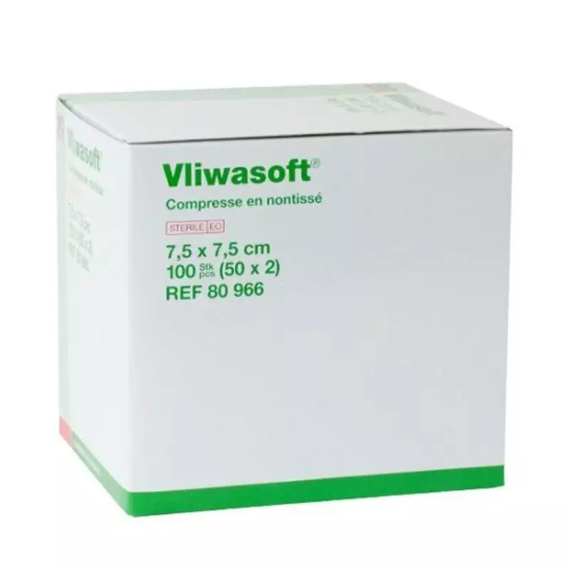 Lohmann & Rauscher 2074428 Vliwasoft compresse stérile non tissée 7,5x7,5 cm boîte