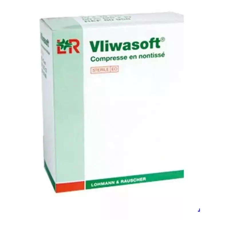 Détail de la compresse stérile Vliwasoft de Lohmann & Rauscher 2074428 montrant la texture et la tai