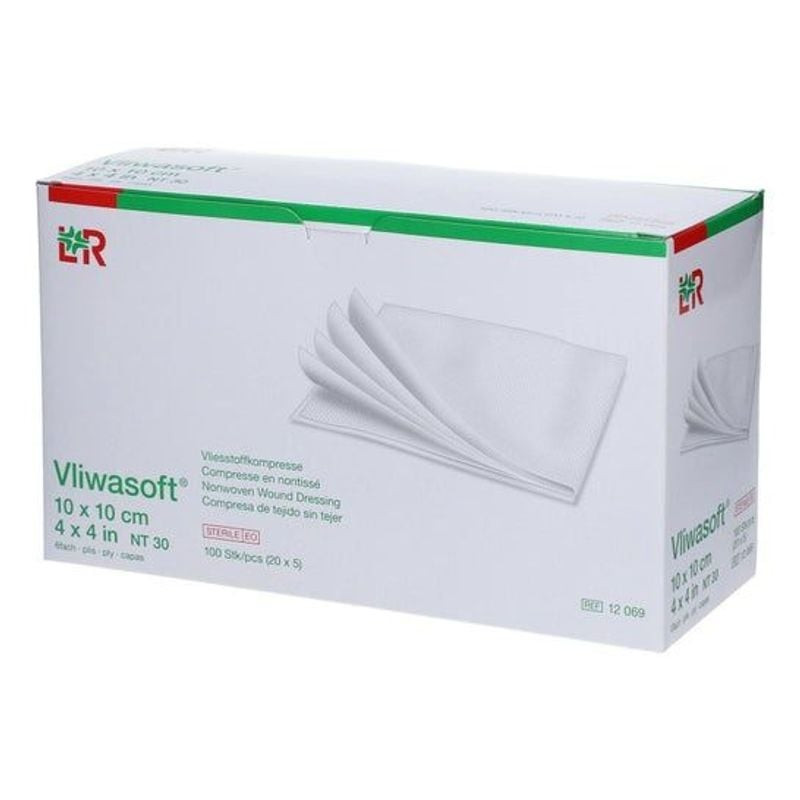 Packshot de la compresse stérile Vliwasoft 2074427 de Lohmann & Rauscher, pansement non tissé 4 plis