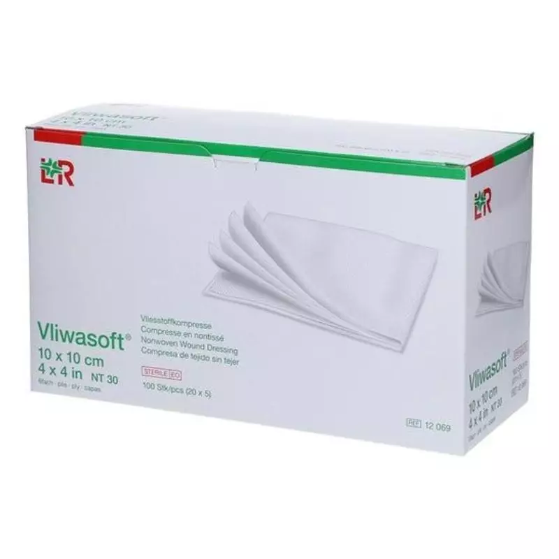 Packshot de la compresse stérile Vliwasoft 2074427 de Lohmann & Rauscher, pansement non tissé 4 plis