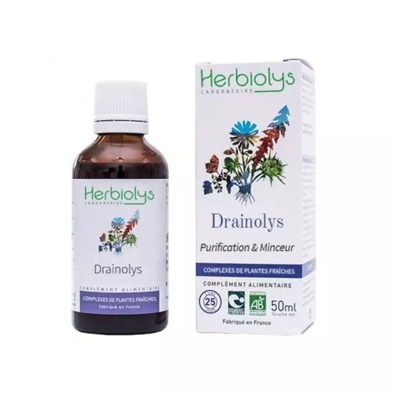 Packshot du complément alimentaire Herbiolys Drainolys Complexe Plantes Fraîches Bio - 50 ml