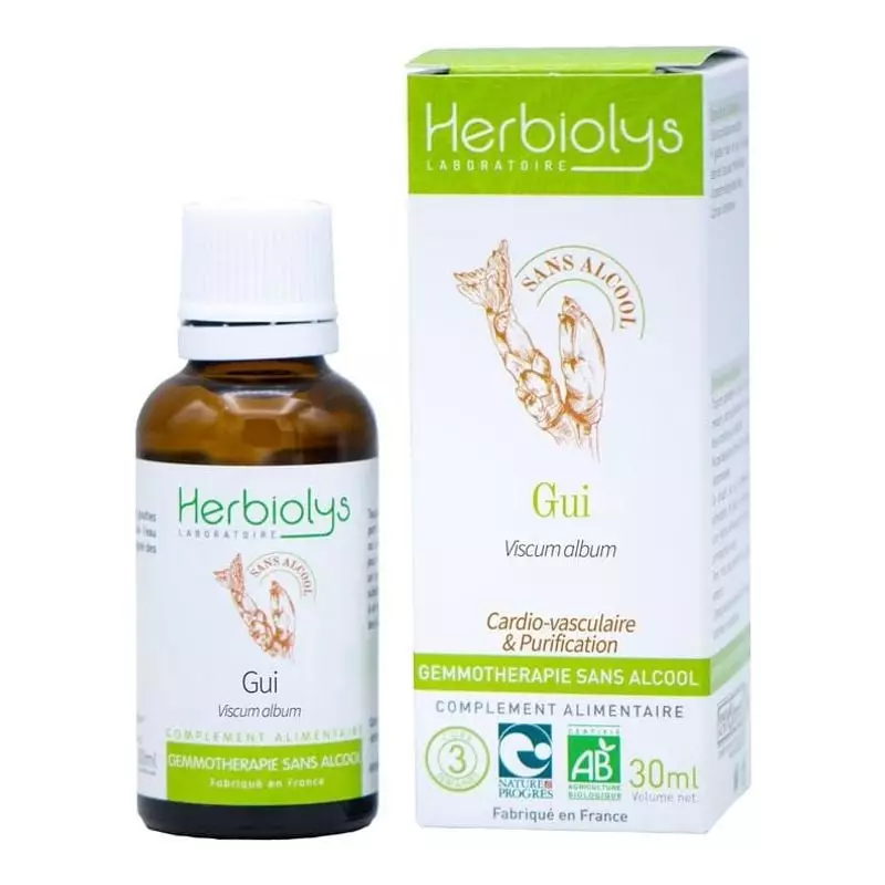 Packshot du flacon de complément alimentaire Herbiolys 2074414 au macérat de bourgeons de Gui bio sa