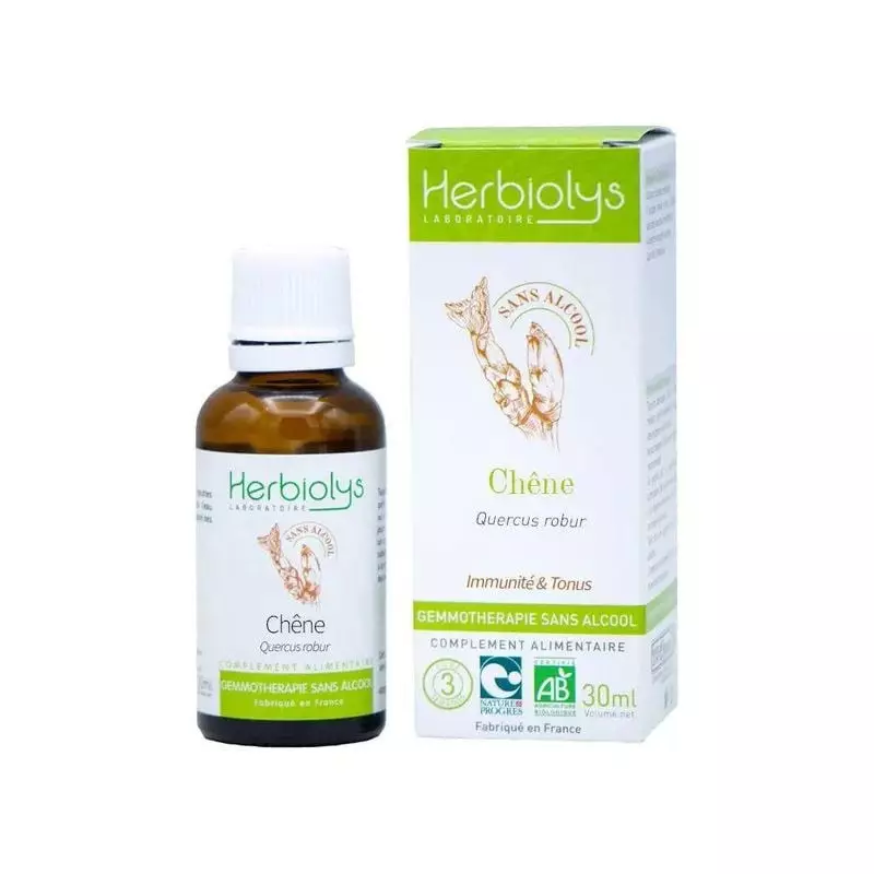 Herbiolys Le Chêne Bourgeon Bio – macérât de gemmothérapie de bourgeons de chêne bio sans alcool, fl