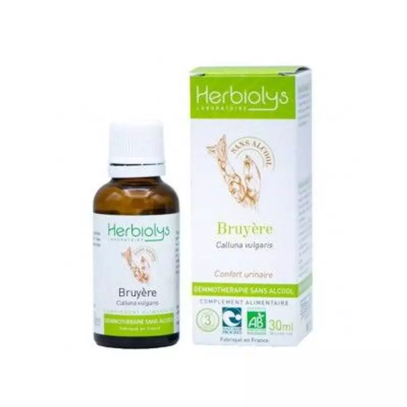 Packshot du flacon Herbiolys Gemmo Bruyère sans alcool bio - 30 ml