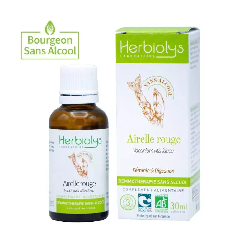 Gemmo Herbiolys Airelle Rouge Bio - Sans Alcool, 30ml