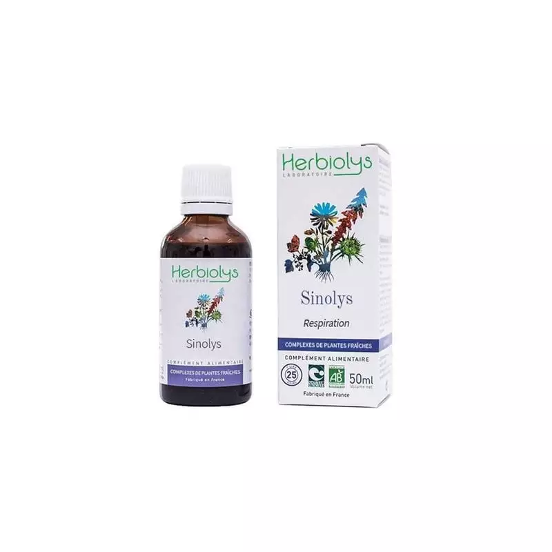 Packshot du flacon Herbiolys Sinolys 2074390, complément bio pour sinus, sur fond blanc