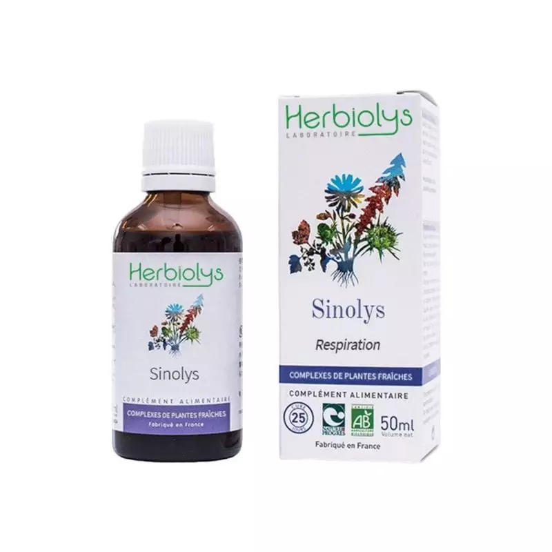 Packshot du flacon Herbiolys Complexe plantes fraîches Sinolys BIO - 50 ml, remède naturel pour sinu