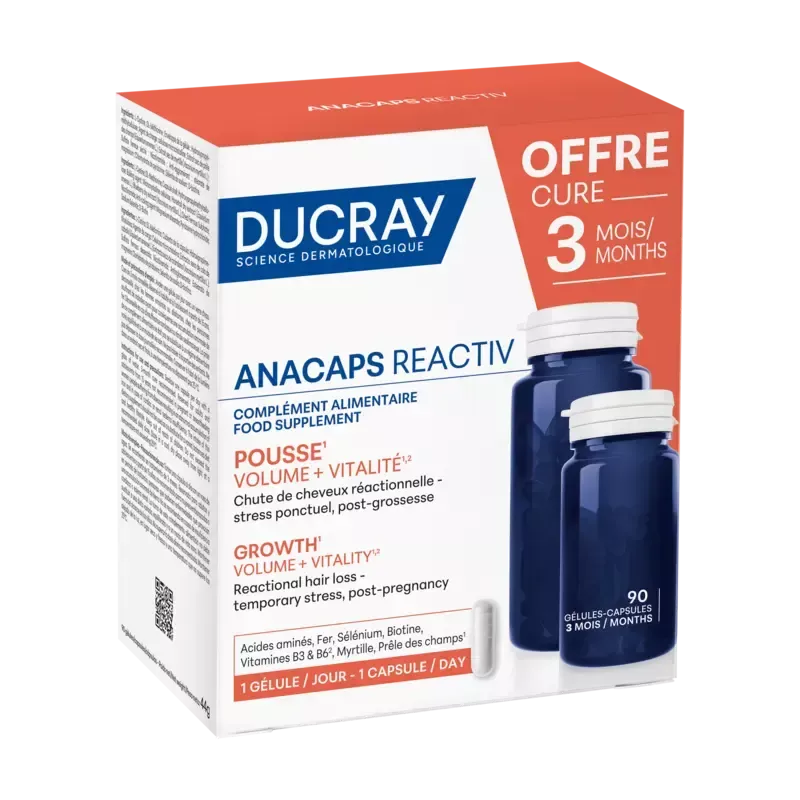 Anacaps Reactiv chute de cheveux Ducray - Cheveux et ongles - 90 comprimés