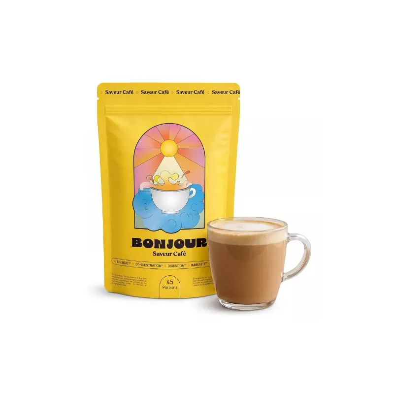 Boisson naturelle aux champignons adaptogènes saveur café Bonjour Drink - 45 portions