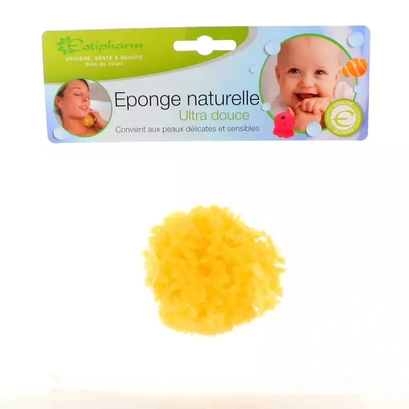 Packshot de l'éponge naturelle Estipharm Petipouce 2094331, éponge de Méditerranée ultra-douce pour 