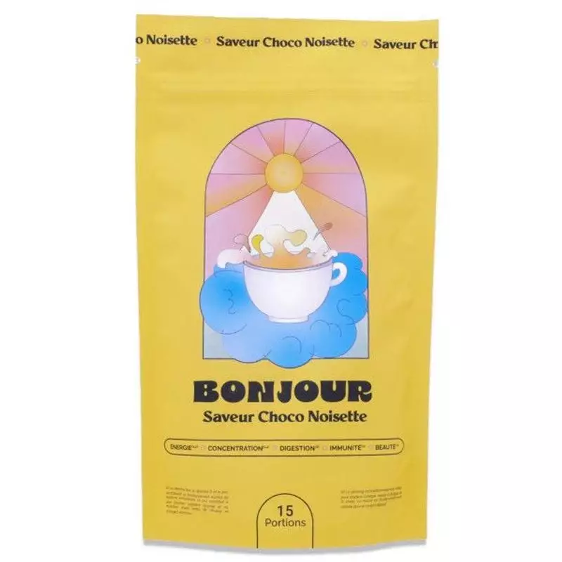 Packshot du produit Bonjour Drink Boisson choco noisette aux champignons - 15 portions