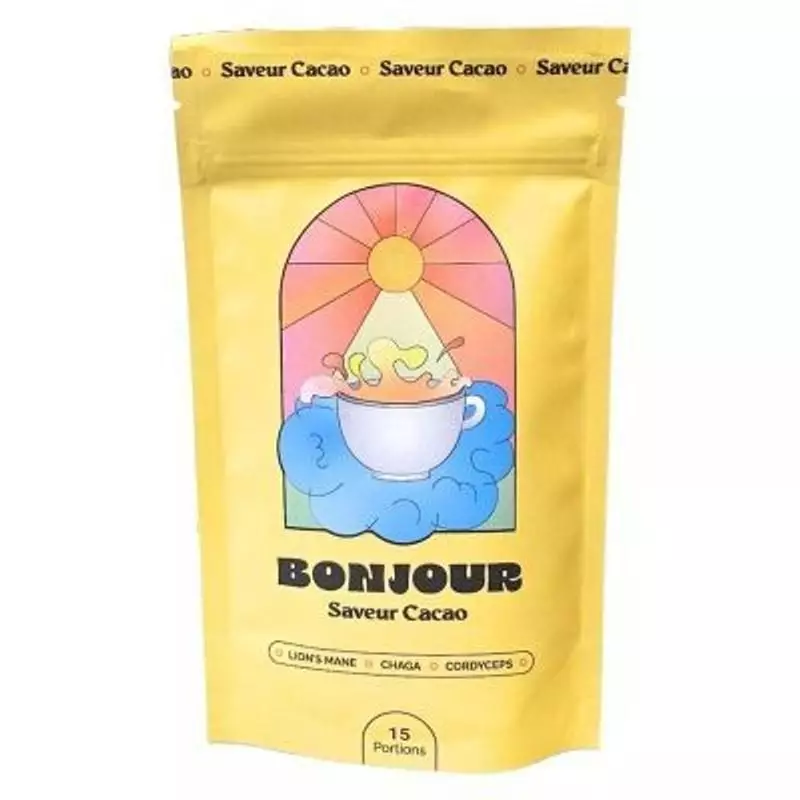 Packshot de Bonjour Drink boisson cacao et champignons adaptogènes - 15 portions