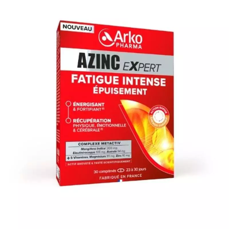 Packshot du complément alimentaire Arkopharma Azinc Expert Fatigue Intense - 30 comprimés