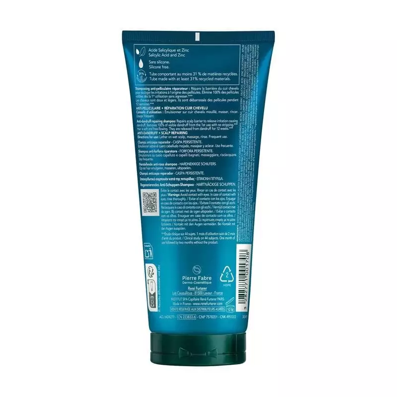 Dos du tube René Furterer Astera Shampooing Antipelliculaire 200 ml : ingrédients, mode d’emploi et 