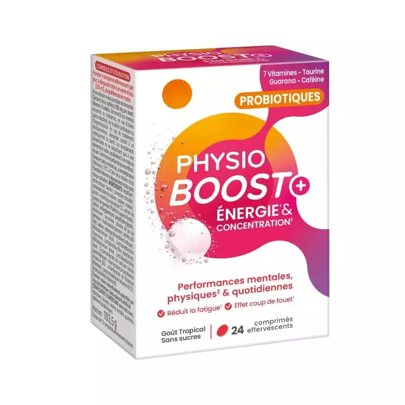 Packshot Immubio Physio Boost+ Énergie - 24 comprimés effervescents, complément alimentaire énergie