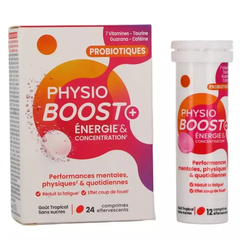 Packshot Immubio Physio Boost+ Énergie - 24 comprimés effervescents, complément énergie et concentra