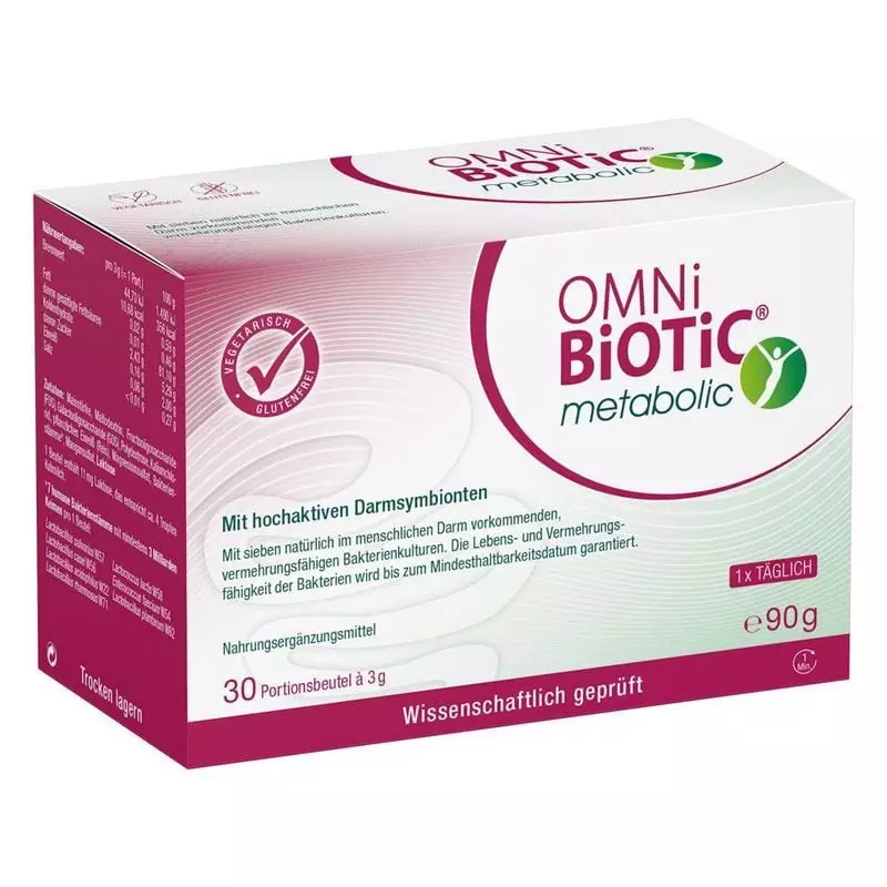 Packshot du complément probiotique Omni-Biotic Metabolic 30 sachets x 3 g pour l'équilibre intestina