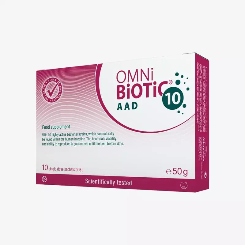 Boîte d'Omni-Biotic 10 AAD, probiotique en 10 sachets de 5 g pour la flore intestinale