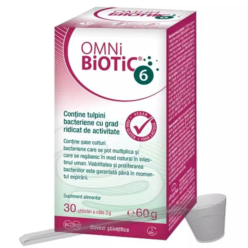 Packshot du complément synbiotique Omni-Biotic 6 Synbiotique Poudre - 60 g, 6 souches et prébiotique