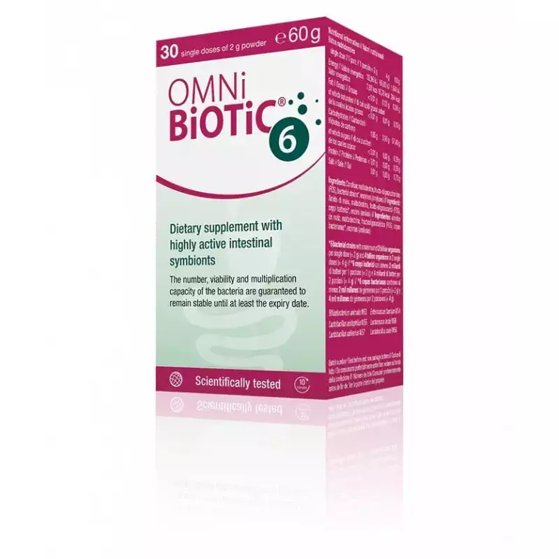 Flacon du complément synbiotique Omni-Biotic 6 Synbiotique Poudre - 60 g, 6 souches
