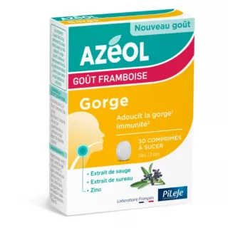 Azéol Gorge & défenses naturelles PiLeJe - 30 comprimés à sucer goût framboise