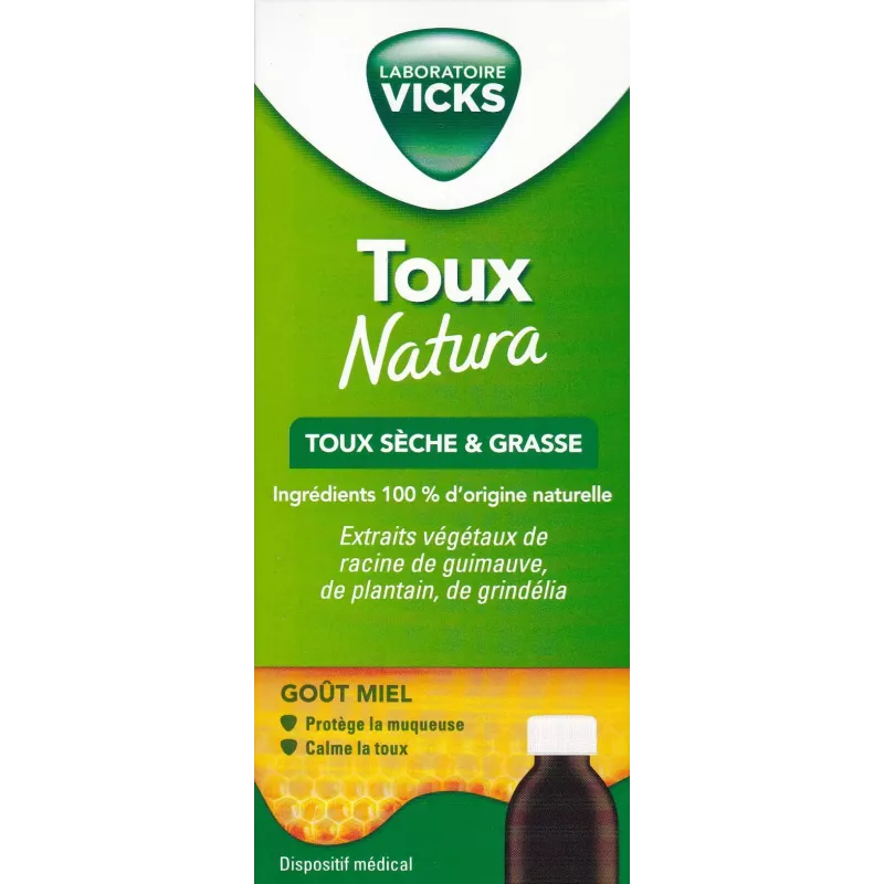 Vicks Natura : Sirop toux adulte, naturel et efficace - 140ml