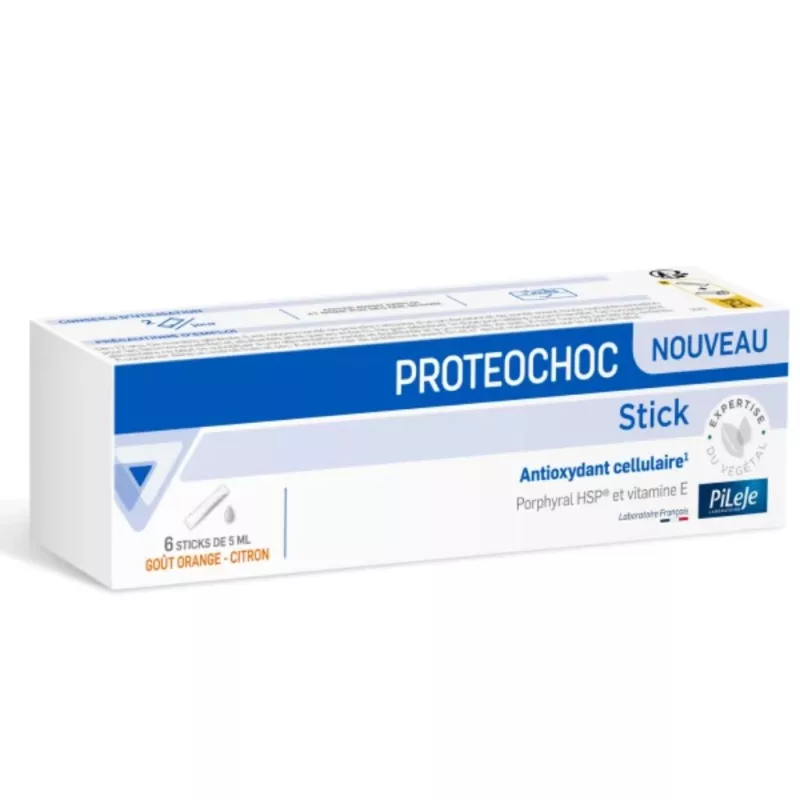 Proteochoc Stick PiLeJe - Stress oxydatif - 6 sticks à boire de 5ml goût orange citron